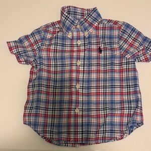 Ralph Lauren Kids Plaid Shirt - Red, Blue, and White- baby boys 9 months